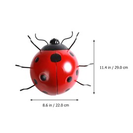 NUOBESTY 1pc Simulated Seven Star Ladybug Ornament Red Metal Beetle Statue Outdoor Lawn Patio Garden Decor