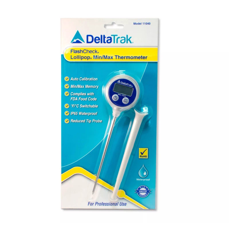 DeltaTrak 11070 Bundle Digital Probe Auto-Cal 11040 Thermometer w/ Alcohol