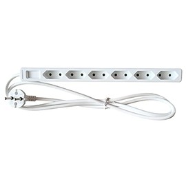 as - Schwabe 6-Way Power Strip White 230 V / 16 A - Euro Power Strip with 1.4 m Cable & Touch Protection - with Contour Plug - Multiple Socket Indoor - IP20, 11315