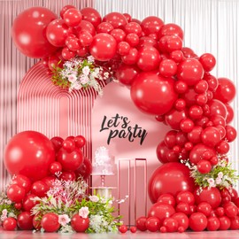 114pcs Red Balloons Different Sizes, 18 12 10 5 inch Red Latex Balloons Garland Arch Kit for Graduation Birthday Wedding Valentine's Day Christmas Party Decor