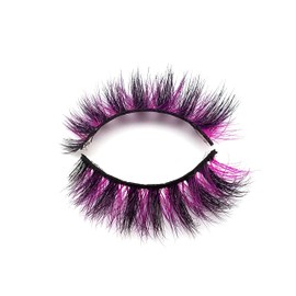 MISSLADY Colored Lashes 15mm 3D Real Mink Black and Pink Eyelashes Strips Pink and Black Lashes with Pink (M3D-318, 15mm, 1 Pair)