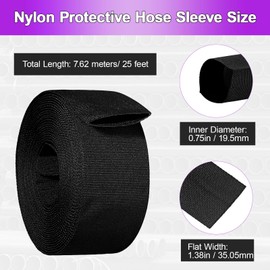 0.75" ID Nylon Protective Hose Sleeve, Nylon Protective Sleeve Nylon Protective Sheath Nylon Cable Cover for Welding Torch Hydraulic Hose, 25' Length, Black