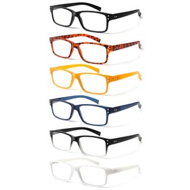 NORPERWIS Reading Glasses 6 Pairs Quality Readers Spring Hinge Glasses for Reading for Men and Women (6 Pack Mix Color -1, 0.75)
