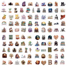 Pack of 100 Reading Stickers, Inspirational Book Stickers, Vintage Stickers, Aesthetic Stickers for Water Bottle, Laptop, Scrapbooking, Diary, Waterproof Vinyl Stickers for Adults and Teenagers