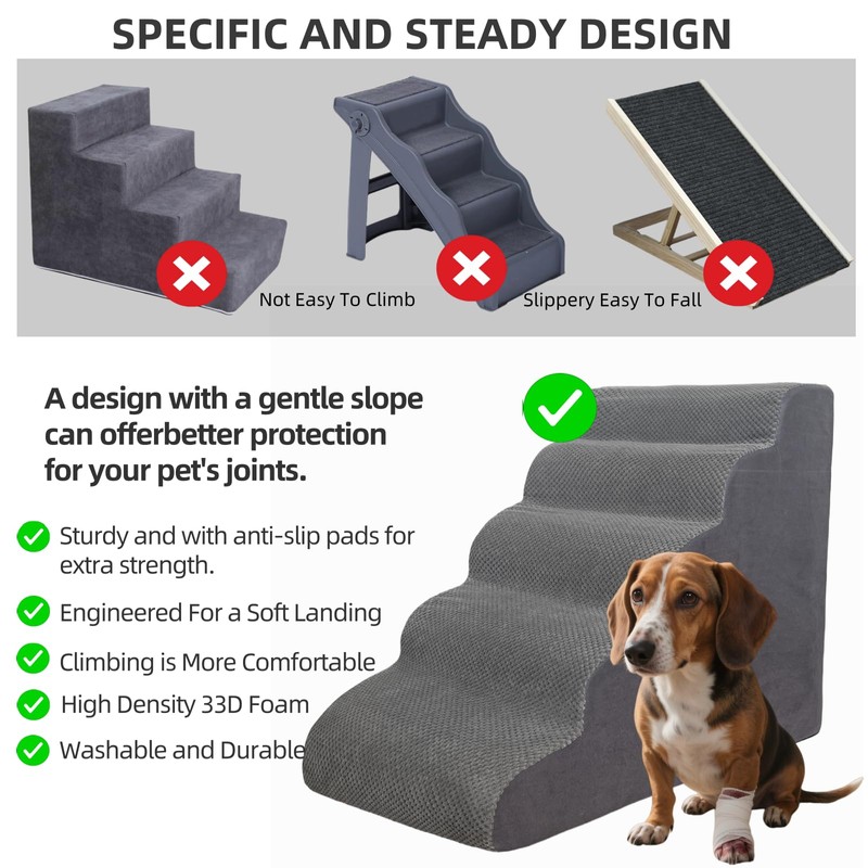 5 Step Pet Stairs Ramp for High Beds Sofas 23-30