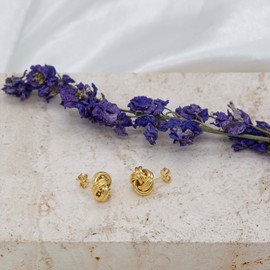 Tuscany Silver Damen Sterling Silber Gelbgold Plattiert Knot Ball Ohrstecker 12mm