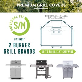 Patio Companion Premium, 58 Inch BBQ Grill Cover, 10 Year Warranty, Heavy-Grade UV Blocking Material, Waterproof and Weather Resistant, Gas Grill Cover for Weber, Broil King, Etc. Black