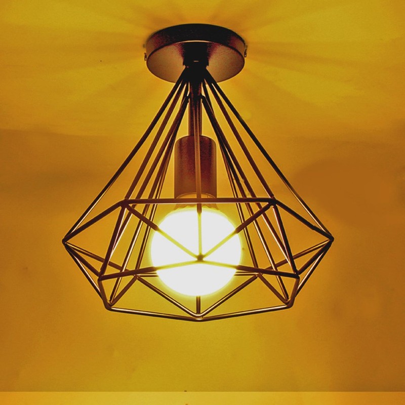 stoex Ceiling Light Industrial Retro 25cm in Shape Diamond Pendant