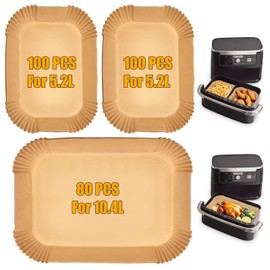 Airfryer Baking Paper for Ninja Flex Drawer Dual Zone AF500EU 10, 4L Hot Air Fryer, Accessories for Ninja Foodi AF500EU Airfryer & Cosori Dual Blaze Twinfry Hot Air Fryer 10L Pack of 180