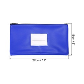 PATIKIL 11x6" Money Bank Deposit Bag with Zipper, 3 Pack Leatherette Cash Coin Check Wallet Pen Pouch Bag with Clear Window for Office Travel, Blue