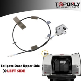 TQPONLY Tailgate Door Upper Latch w/Cable Compatible with 1992-2009 Ford E150 E250 E350 Van Replaces 6C2Z-1543286-AA Cargo Driver Side