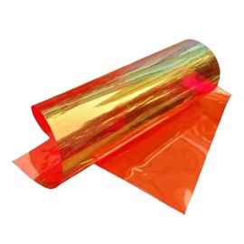 Holographic Clear PVC Vinyl Orange Mirrored Foil Fabric 20cm*95cm Iridescent Laser Transparent Film for DIY Crafts