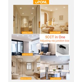 OPONL 12 Pack LED Recessed Lighting 4 Inch with Junction Box, 5CCT Ultra-Thin Recessed Light, 700LM High Brightness, Dimmable Canless Wafer Downlight, 8W, FCC&ETL