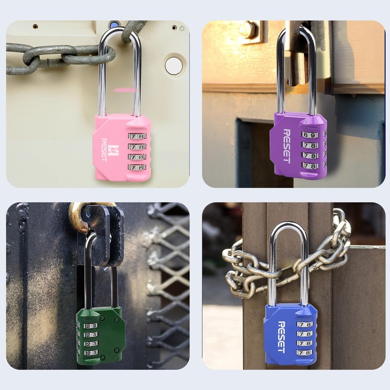 RESET- 4 Digit Combination Padlock with 2.4 inch Long Shackle,