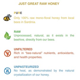 Orange Blossom Organic Raw Honey from Orange Tree Flowers, Sweet and Aromatic Honey from Sardinia, Italy - 4 x (250gr) 8.8 oz