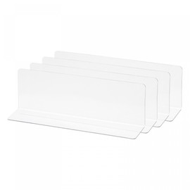 sourcing map L Type Shelf Dividers, PVC Clear Closet Shelf Separator Organizer Clapboard for Kitchen Cabinet Bookcase Office Supermarket 20 x 3 x 6cm Pack of 4
