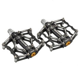 BONMIXC Mountain Bike Pedals Flat Bicycle Pedals Sealed Bearing Metal Platform Road Bike Pedals Black 9/16" Thread