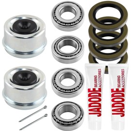 JADODE Trailer Hub Bearings Kits 14125A / 22580 with 21333TB 10-10 & 22333TB 10-36 two Grease Seals, Dust Cover and Cotter Pin Trailer Axle Bearing Kits Fits 5200-7000 lbs Axles Set of 2