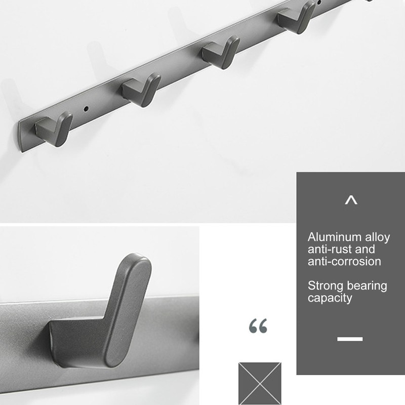 45cm Row Hook Wall Mount Aluminium Alloy Coat Towel Hook