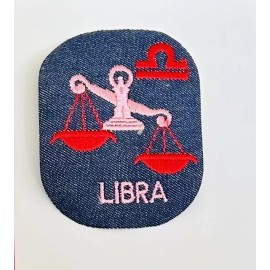 Vintage Libra Patch Iron On Denim Astrology