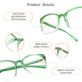 LifeArt Blue Light Blocking Glasses, Anti Eyestrain, Computer Reading Glasses, Gaming Glasses, TV Glasses for Women Men, Anti Glare (Clear Green, 5.75 Magnification)