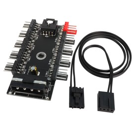 HuaLiSiJi PC Fan Connector 12 V 4 Pin PWM, 10 Channel 4 Pin Fan HUB, CPU Cooler Fan Connection Desktop Computer Cooler (10 Ports)