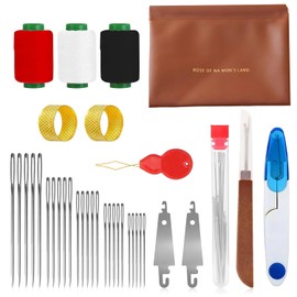 Big Eye Steel Sewing Needles Kit | All-in-One Hand Sewing Kit for Adults with Stainless Steel Needles, Threader, Thread Spools & Portable | Sewing Supplies for Embroidery, Mending & DIY Crafts (37PC)