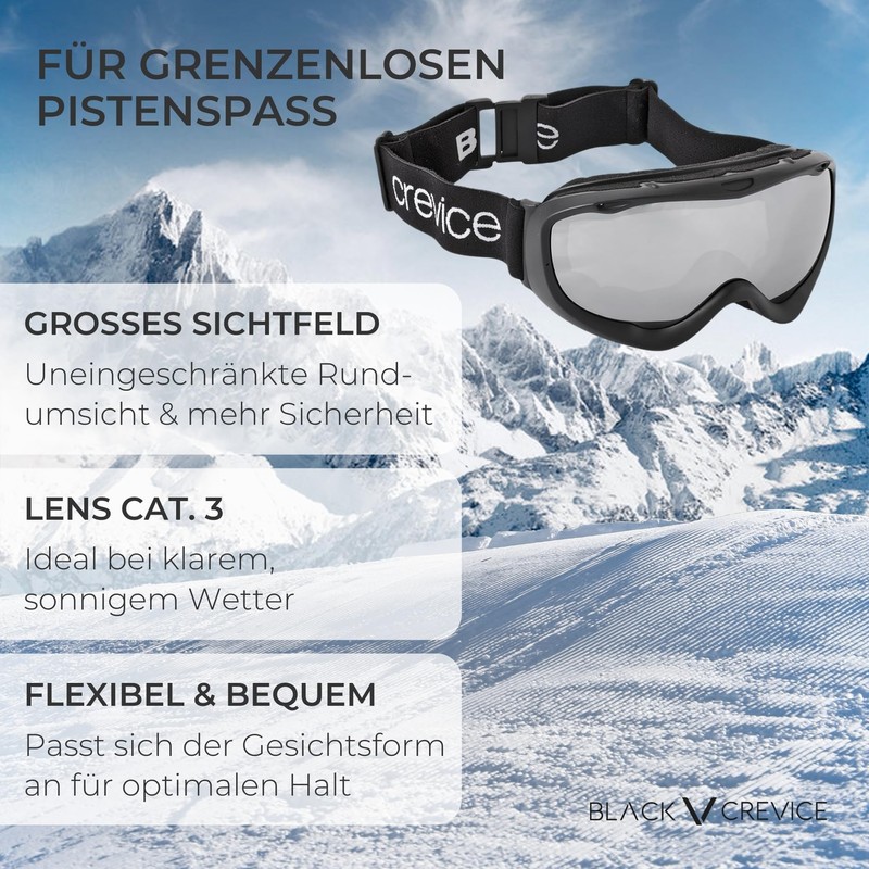 Black Crevice Adults 'Ski Goggles Black black/Silver Size:One Size