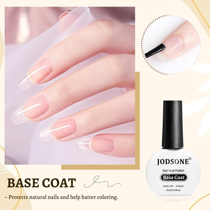 JODSONE 3Pcs 10ml Top and Base Coat Gel Nail Remover