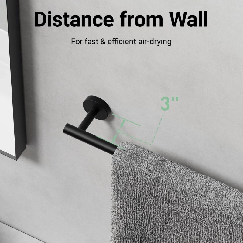 IOQ 30" Matte Black Towel Bar, Towel Rack for Bathroom