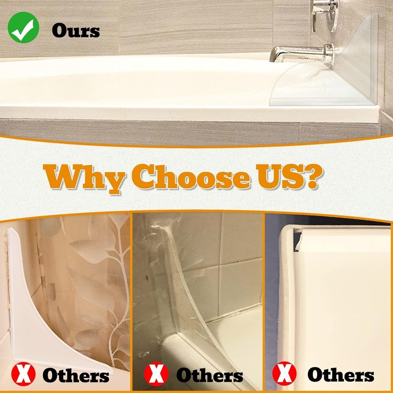 2Pcs Shower Splash Guard,Self-Glue Shower Splash Guard for Bathtub, Integral