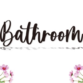 Bathroom Decor Bathroom Metal Sign Plaque Wall Arts Decorations Cutout Farmhouse Sign For Bathroom Dressing Room (14 inches)