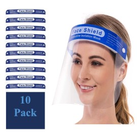Reusable Face Shield Visor. 10 Pack Reusable Face Shield Adjustable, Face Shield Clear Visor Anti Dust Cover