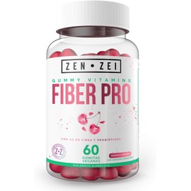 ZEN•ZEI FIBER PRO 60 Gomitas 100% Veganas —Mejora tu Digestión y Salud Estomacal — Formuladas con: Fibra de Inulina de Agave y Probióticos Calidad Premium