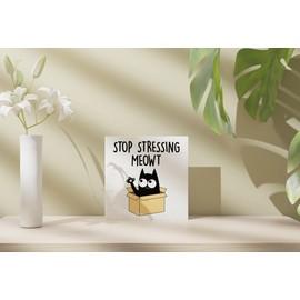 ULEGIE Cute Cat Paw Wall Decor, Stop Stressing Meowt Wood Box Sign Block for Home Farmhouse Kitchen Bathroom Shelf Tabletop Outdoor Pouch Door Decor, Gifts for Cat Lovers, 5 x 5 Inch