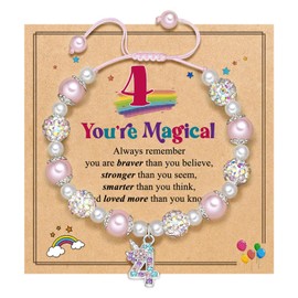 MOTIBACK 4-12 Year Old Gifts for Birthday Presents Unicorn Bracelet for Girls Childrens Jewellery Cool Teenage Girls for Daughter Sister Friends Granddaughter Niece (4th)