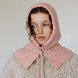 Luanrae Balaclava Neck Warmer Hooded Scarf Winter Knit Hat for Outdoor Sports Women's Winter Hat Pink