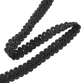 ISDVBUY Gimp Braid Trim - 1/2 Inch 14 Yards Black Polyester Woven Braid Trim, Upholstery Trim for Sewing, DIY Crafts Home Decoration, Curtains and Slipcovers