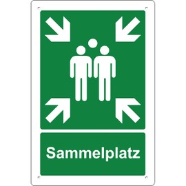 Pubblimania Sammelplatz Sign, Fire Safety Sign, 3 mm Thick Aluminium (Collection Place Cm 20 x 30)