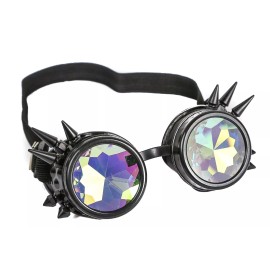 Unbranded Kaleidoscope Black Steampunk Spike Goggles Punk Gothic Kaleidoscopic Goggles