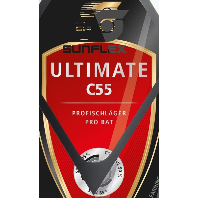sunflex Ultimate C55 Table Tennis Bat, Multicoloured Professional Bat, ITTF