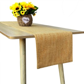 Rilassato Burlap Style Farmhouse Table Runners 71 Inches Long, Rustic Woven Dining Table Runner for Everyday Use, 12x71 Inches (Yellow, 12x71 in)