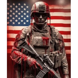 PAMMUQ Paint by Numbers for Adults 16x20 inch Canvas Adults' Paint by Number Kits on Canvas DIY Oil Painting by Numbers for Adults -American Flag Patriotic Soldier Police(ST64)