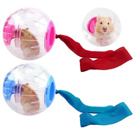 TAIZER Hamster Run Ball Pack of 2 Running Balls for Hamsters Plastic Hamster Ball with Pull Rope Quiet Hamster Toy Small Pet Roll Ball Rodent Toy for Running for Hamster Small Animals