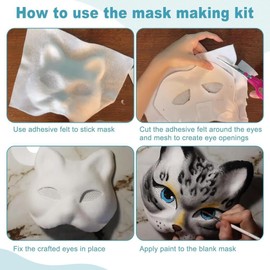 Snblzhef 10Pcs Eye Mesh for Therian Mask with 3Pcs Felt Sheets for Costume Roleplay, Fursuits, Therian, Handicrafts