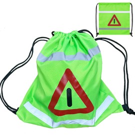 Giggleye Helmtasche mit Kordelzug – Fluoreszierend, auffälliges Warndreieck, für Motorrad, Fahrrad & Skihelme, leicht, vielseitig, Outdoor, Fitness(2 Stück, 50x50 cm)