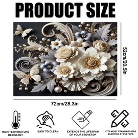 Nuxovilar Stove Top Cover for Electric Stove, 20x28 Inch Heat Resistant Silicone-Polyester Glass Cooktop Protector, for Kitchen Decor & Daily Use