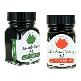Monteverde 60ml Core Fountain Pen Ink Bottle (30ml Yosemite Green Ink Bottle G309YG, 30ml Mandarin Orange Ink Bottle G309MO)