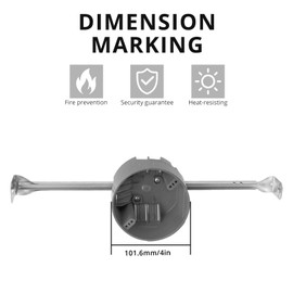 AIRTAK Round Ceiling Electrical Box, 20 Cu.in. 4" PVC Junction Box with Telescopic Bar Hanger & Ground Lug, Living Hinges for Easy Cable Entry, ETL Listed, 50 lb Light Fixture Rated, 1 Pack, Grey