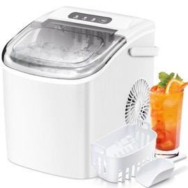 Antarctic Star Countertop Ice Maker Portable Ice Machine with Handle,Self-Cleaning Ice Makers, 26Lbs/24H, 9 Ice Cubes/6 Mins for Home Kitchen Bar Party, White